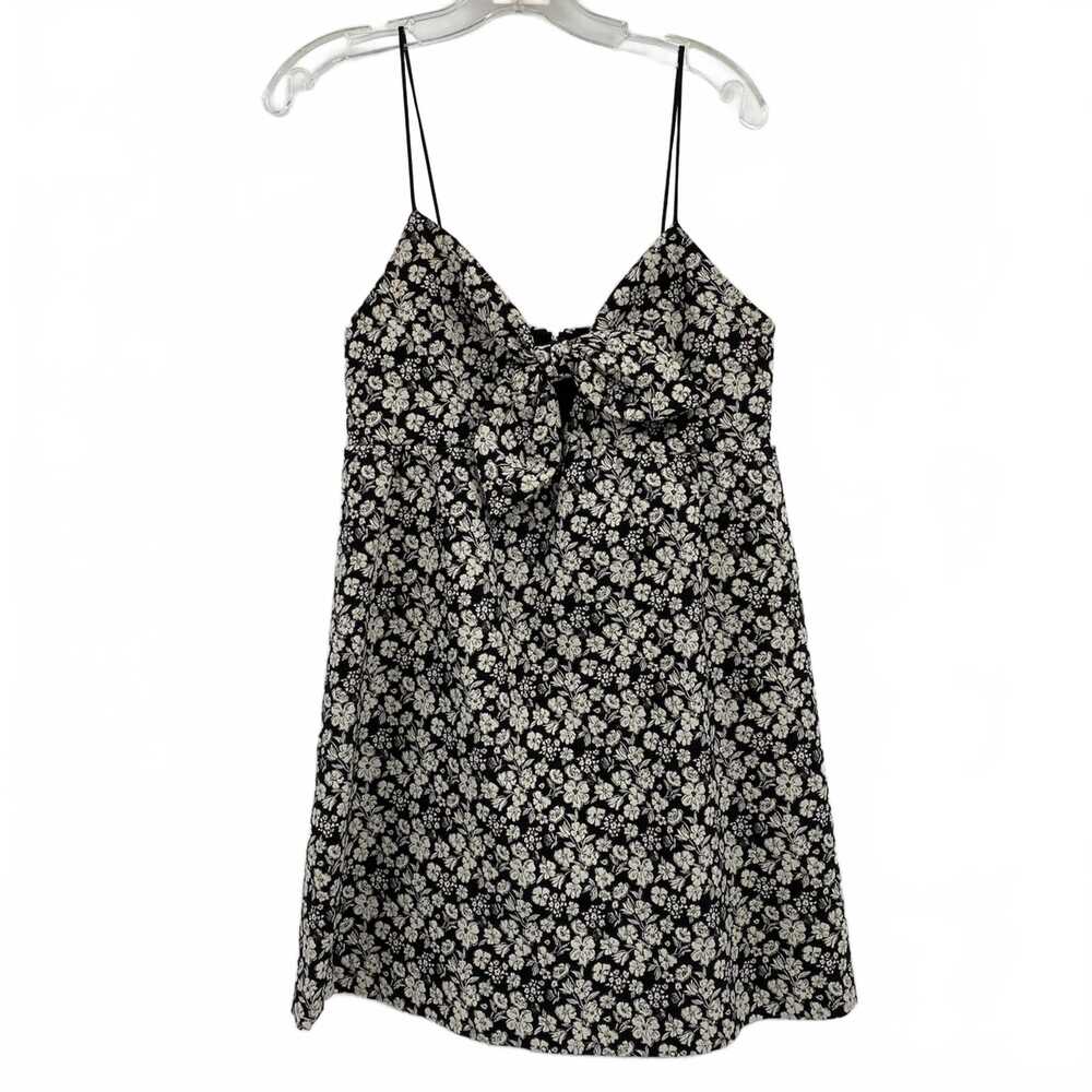 Alice + Olivia Black White Floral Brocade Bow Accent Mini Dress | Women’s Size 6